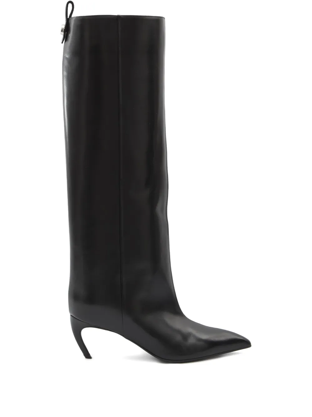 The Attico 65mm Lea pointed-toe leather knee-high boots Black