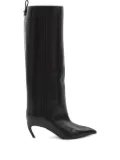 The Attico 65mm Lea pointed-toe leather knee-high boots - Black
