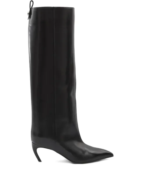 The Attico 65mm Lea pointed-toe leather knee-high boots