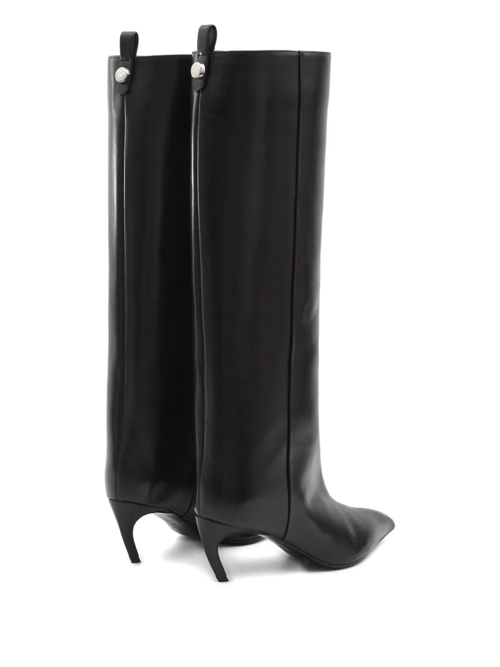 The Attico 65mm Lea pointed-toe leather knee-high boots Black