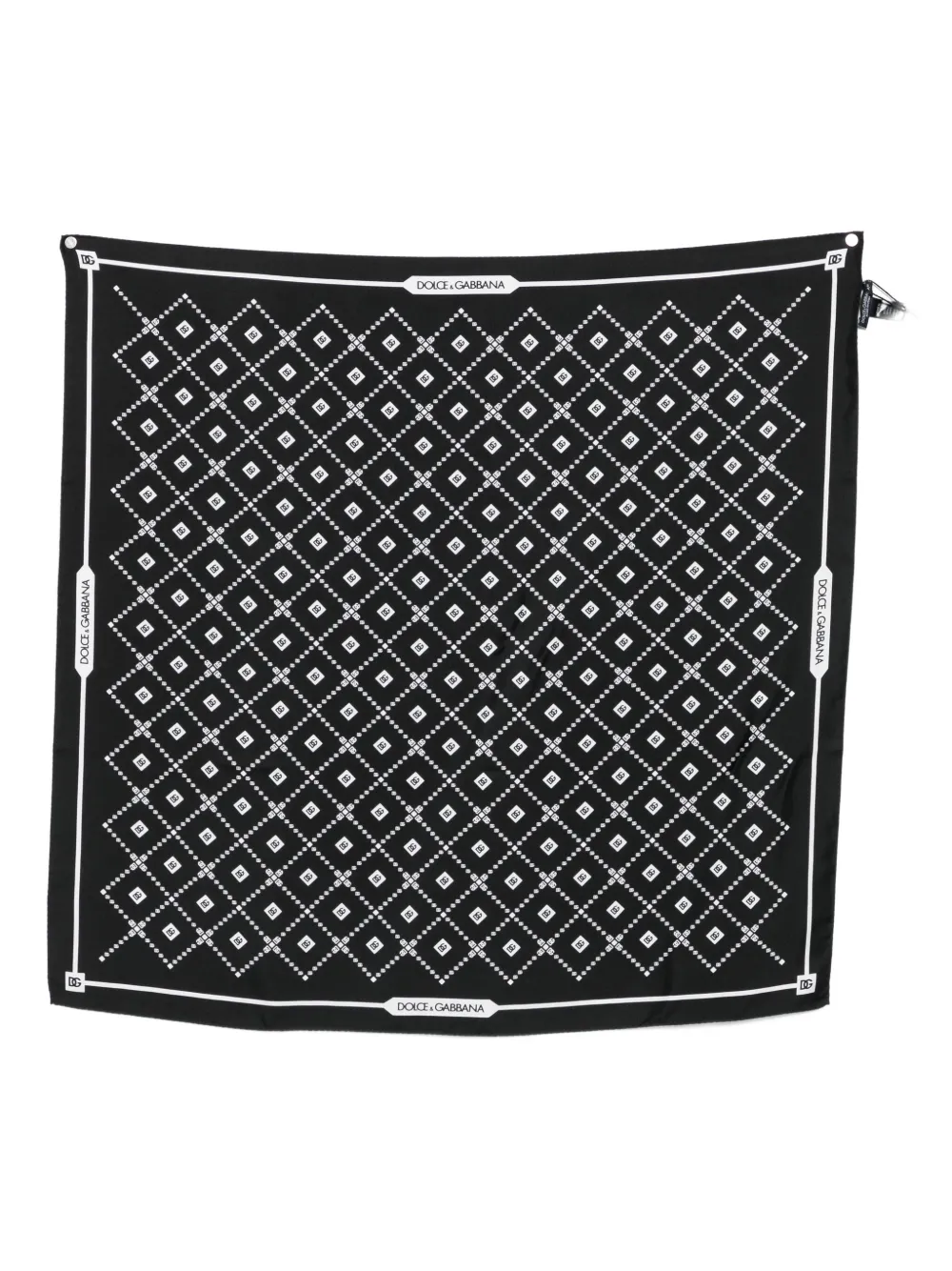 Dolce & Gabbana Foulard in seta con motivo geometrico - Nero