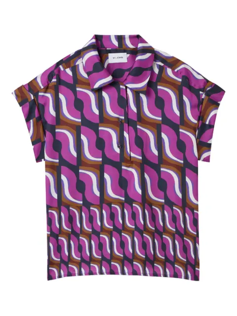 St. John 70's Block-print polo shirt
