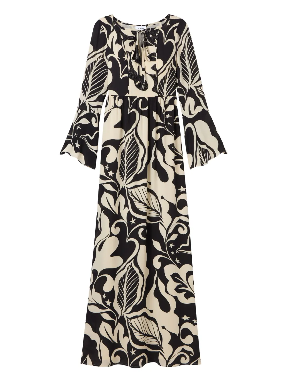 St John Harlow Leaf-print Maxi Dress In Multi