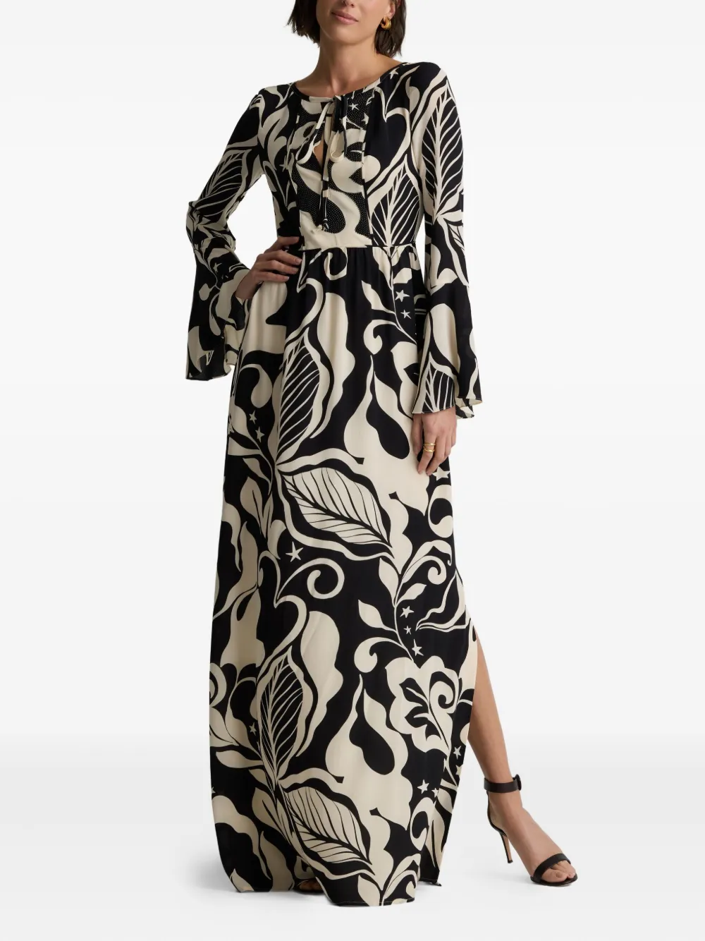 St John Harlow Leaf-print Maxi Dress In Multi