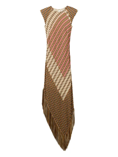 St. John mosaic-print fringed dress