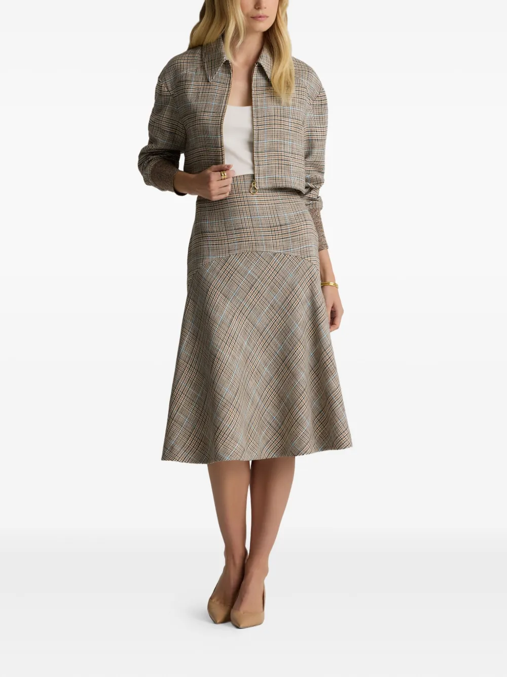 St. John Campbell Prince of Wales geruit jack met rits Beige
