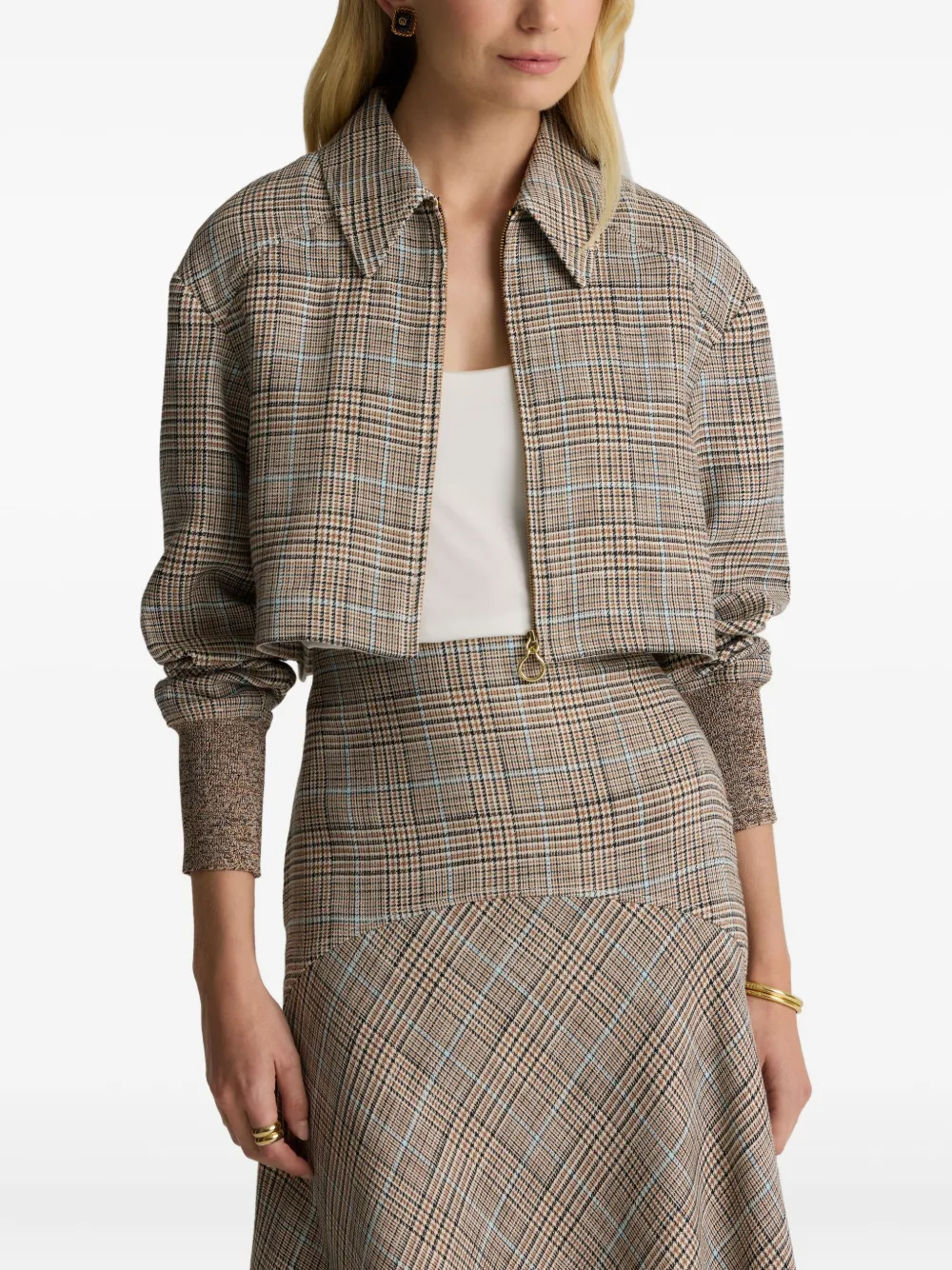 St. John Campbell Prince of Wales geruit jack met rits Beige