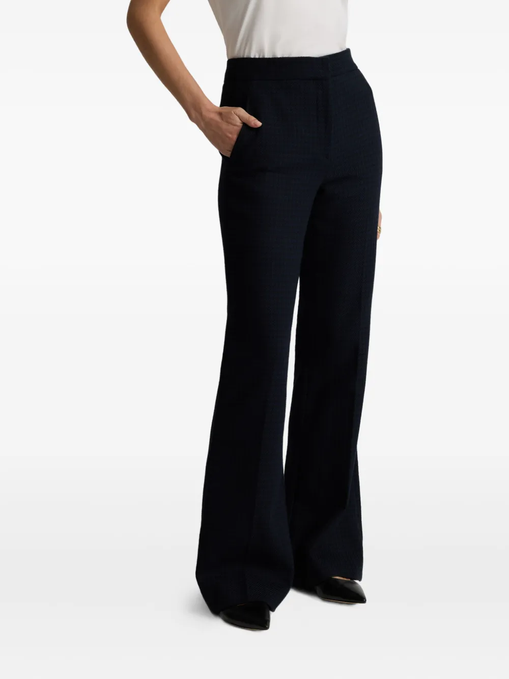 St. John Flared broek met pied-de-poule patroon Zwart