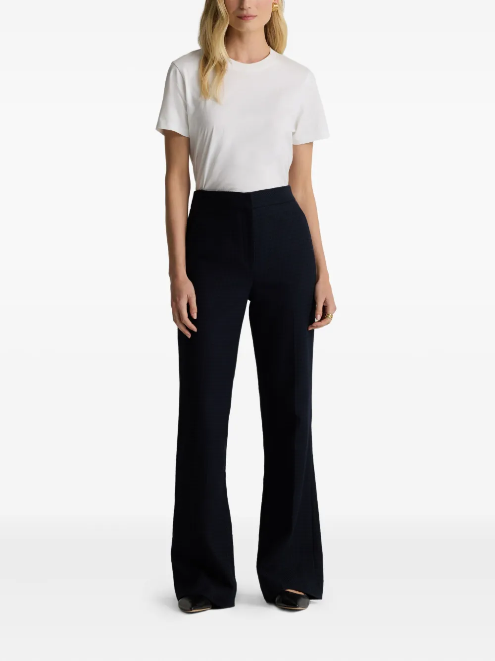 St. John Flared broek met pied-de-poule patroon Zwart