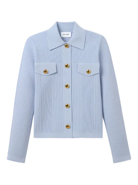 St. John mixed flatback rib knit cardigan