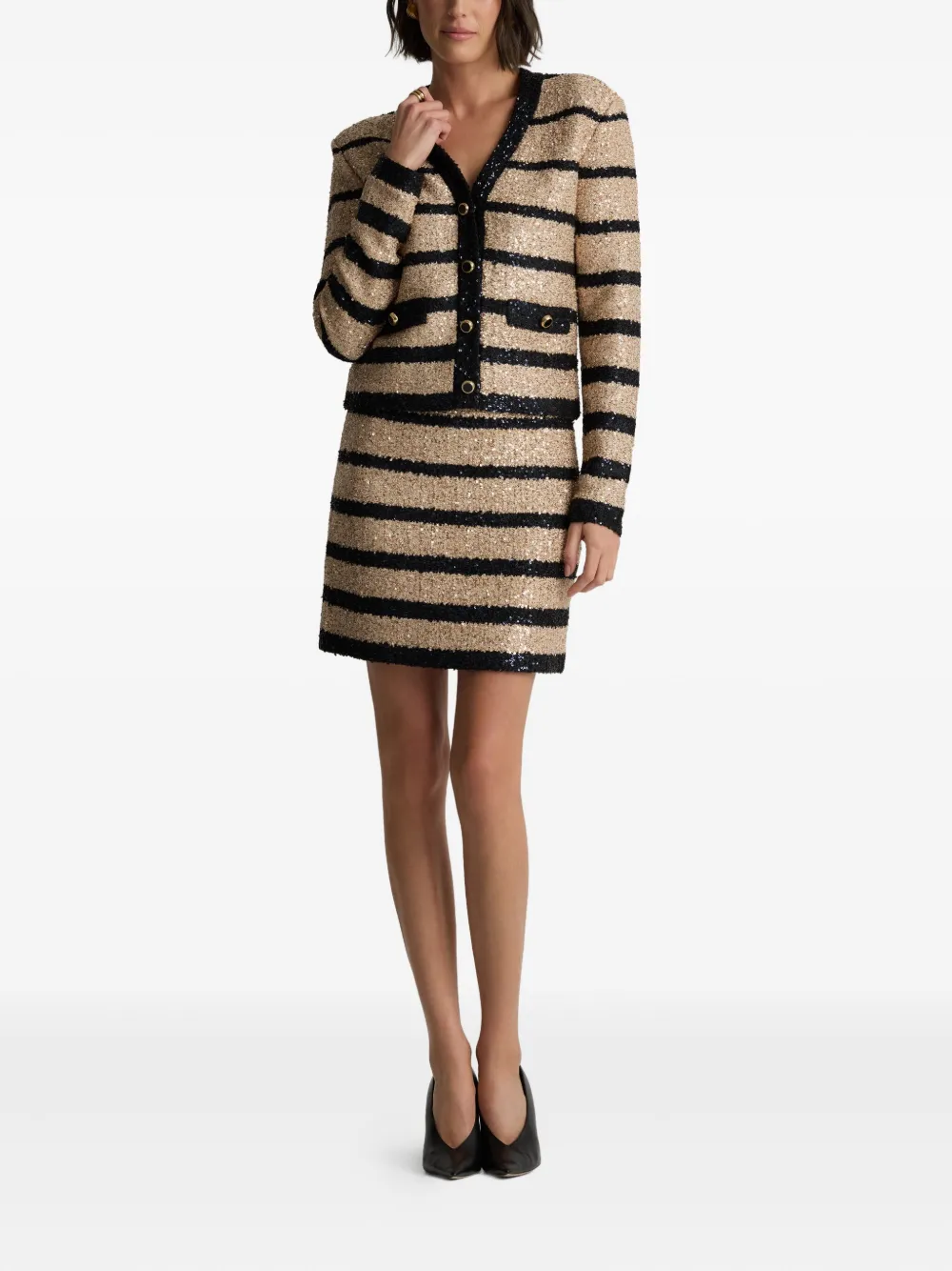 St. John sequin stripedd jacket Beige