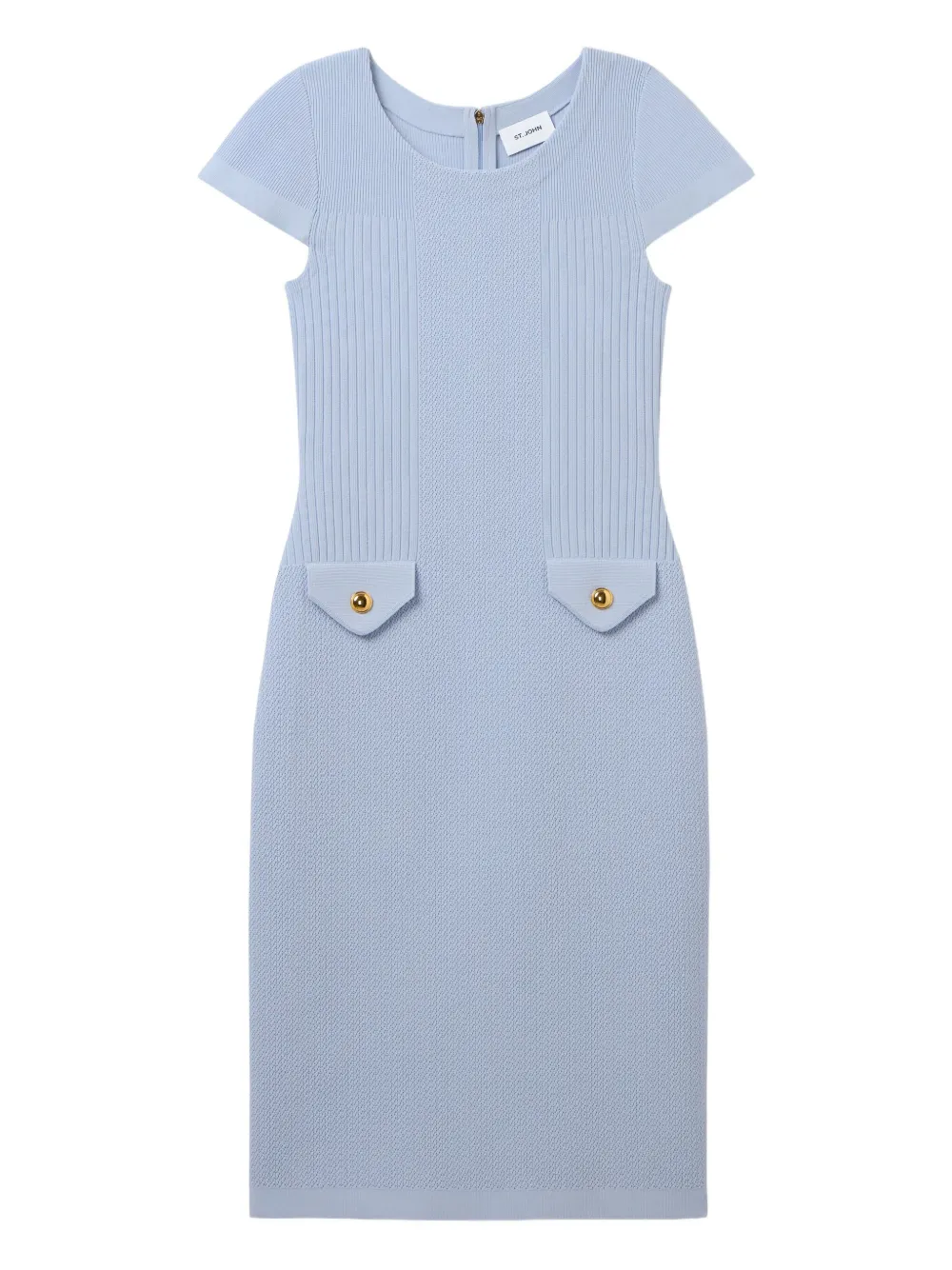 St. John Geribbelde jurk Blauw