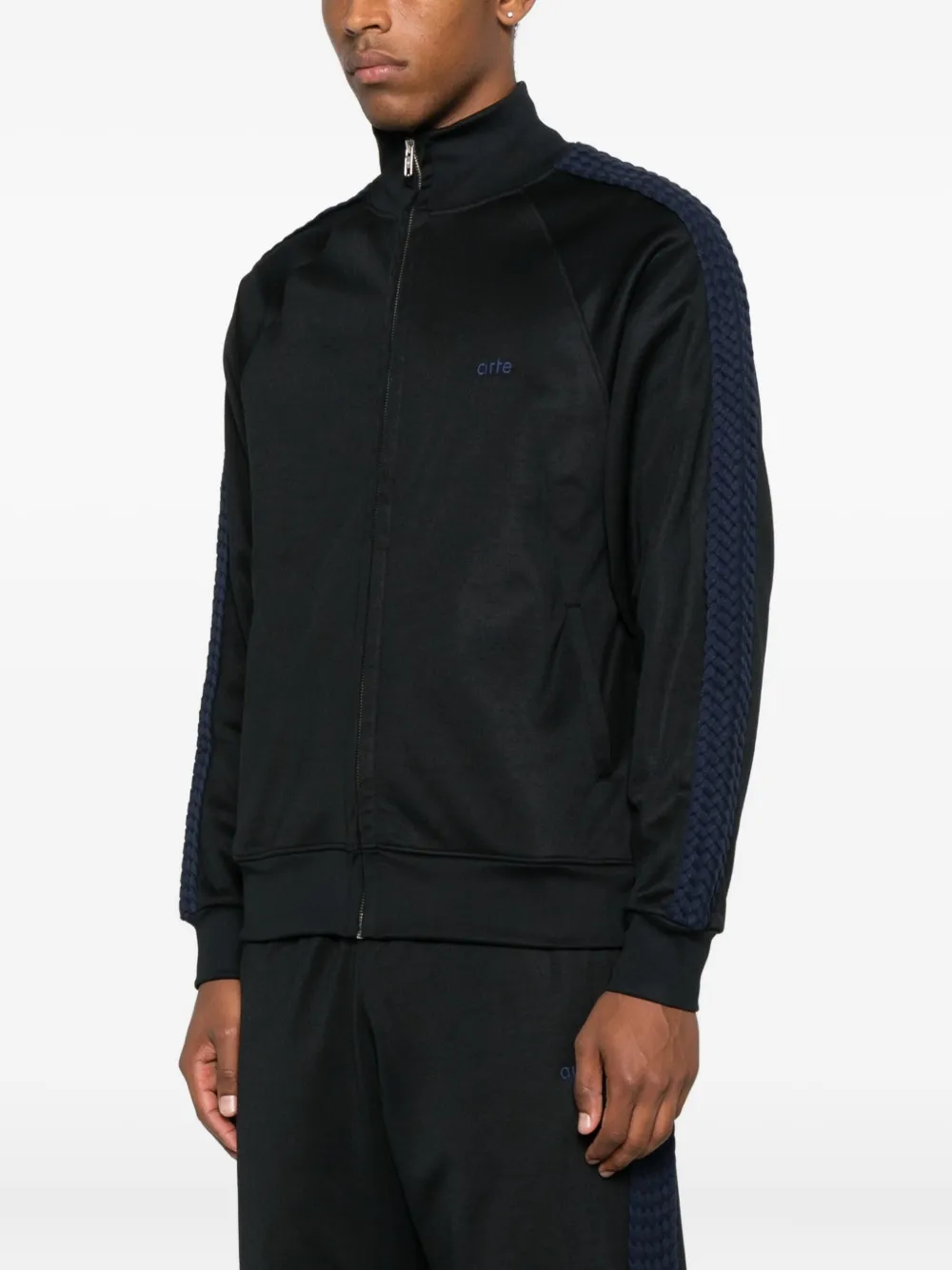Arte Antwerp Panelled Zip-up Track Jacket In Black