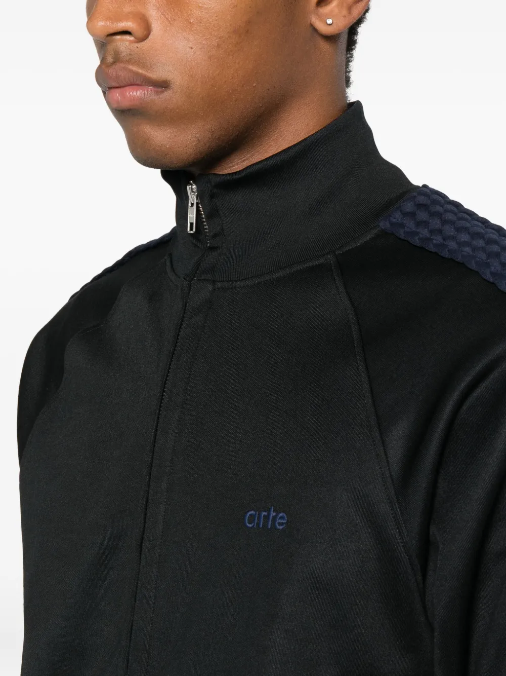 Arte Antwerp Panelled Zip-up Track Jacket In Black