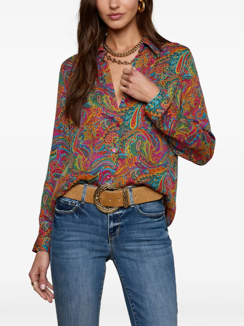 L'Agence paisley-print long-sleeve shirt | Pink | Image 1