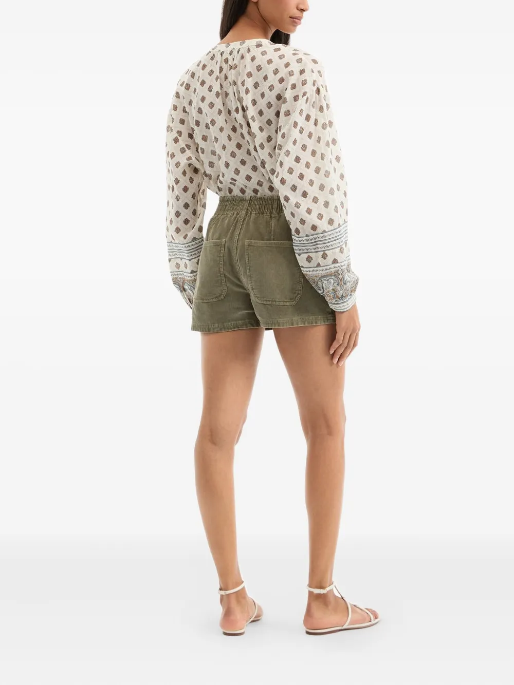 Veronica Beard Lollie Mixed Print Cotton Blend Button-up Shirt In White