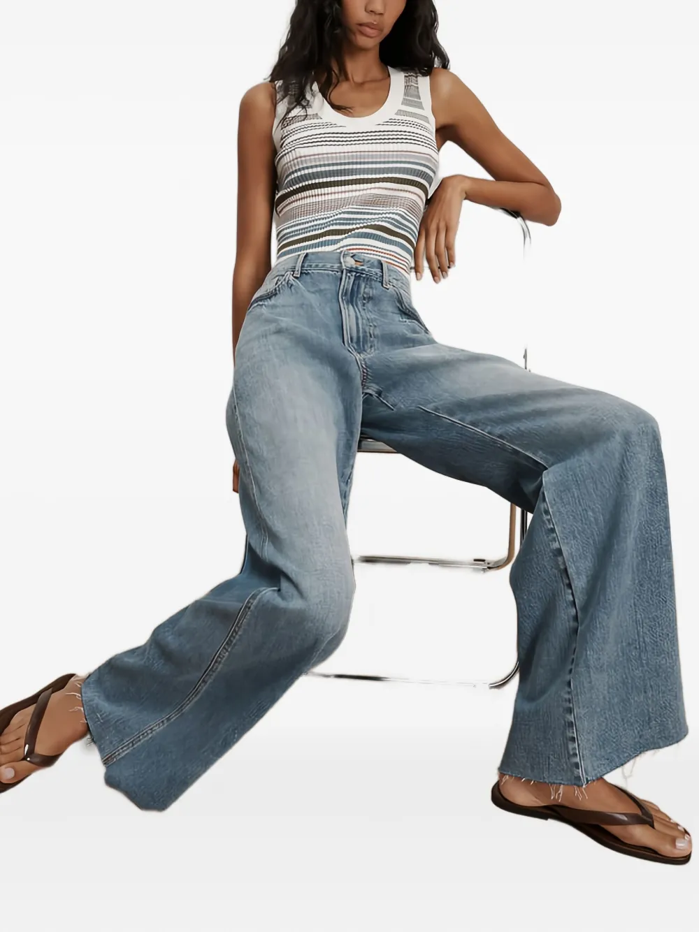 Veronica Beard Ezinna Stripe Knit Tank Top In Gray