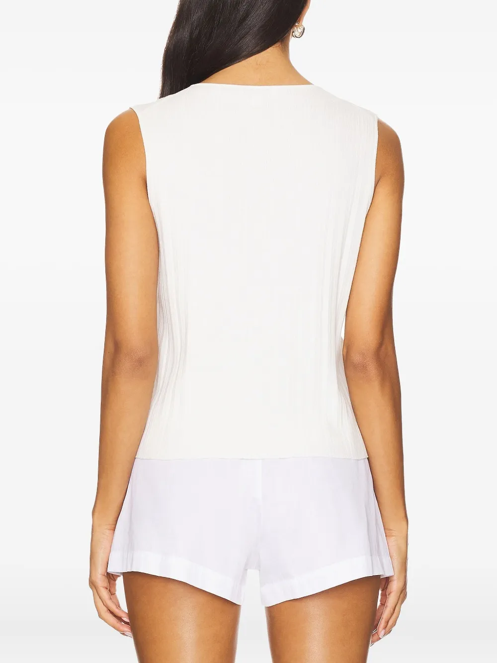 Vince Ribgebreide tanktop met knopen Wit