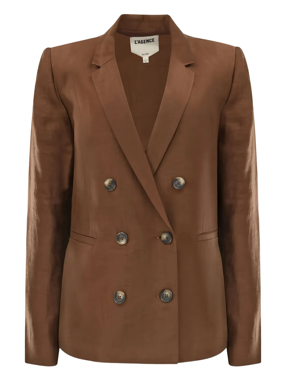 L'Agence double-breasted linen-blend blazer | Brown | Image 1