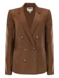 L'Agence double-breasted linen-blend blazer - Brown