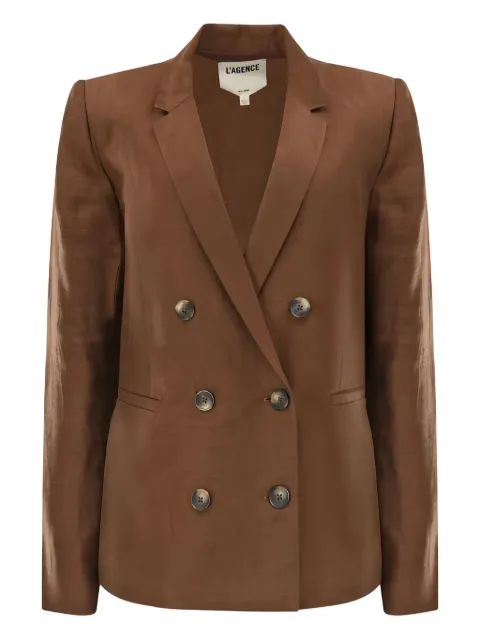 L'Agence double-breasted linen-blend blazer
