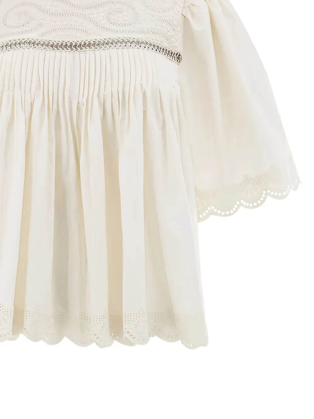 Sea Larissa geplooide blouse met borduurwerk - Beige