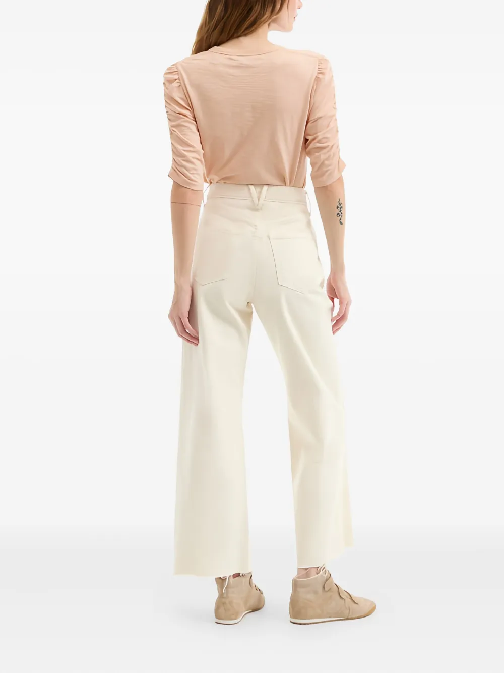 Veronica Beard Waldorf Ruched-sleeve Slub T-shirt In Soft Coral In Nude