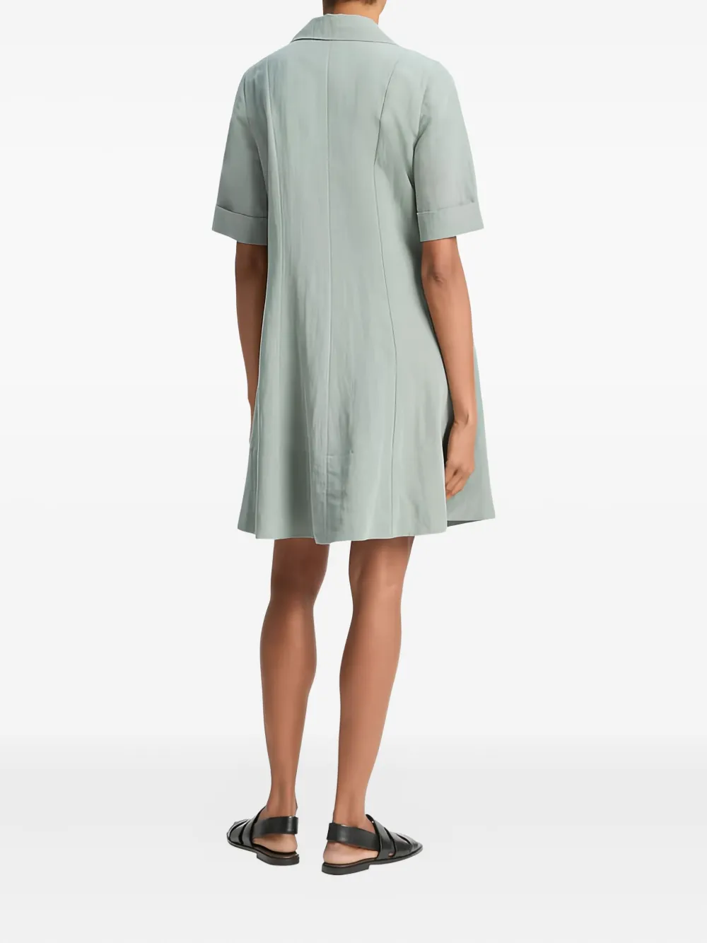Vince Short Sleeve A Line Short Dress In Green