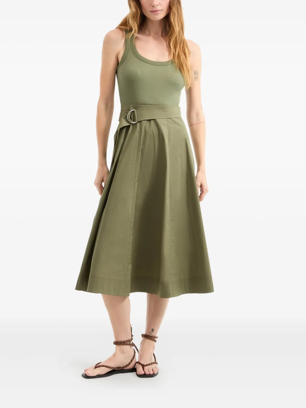 Veronica Beard Ennis midi-jurk met ceintuur - Groen