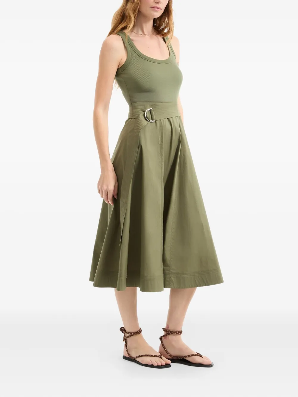 Veronica Beard Ennis midi-jurk met ceintuur Groen