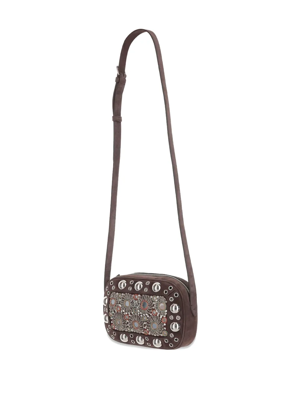 Valentino Garavani mirror-embellished stud-detailed shoulder bag Bruin