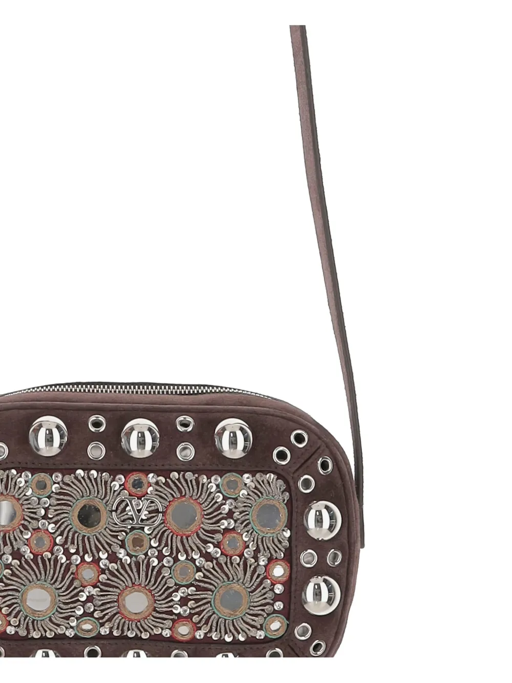 Valentino Garavani mirror-embellished stud-detailed shoulder bag Bruin