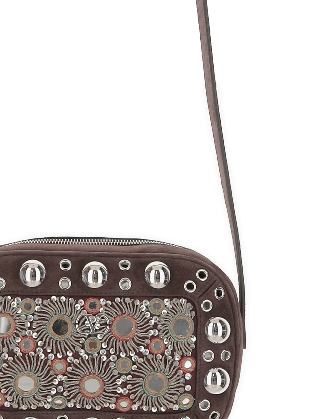 Valentino Garavani mirror-embellished stud-detailed shoulder bag Bruin