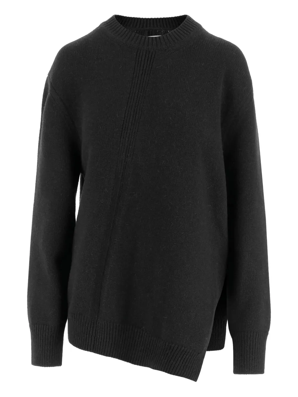 Jil Sander asymmetrical ribbed sweater Zwart