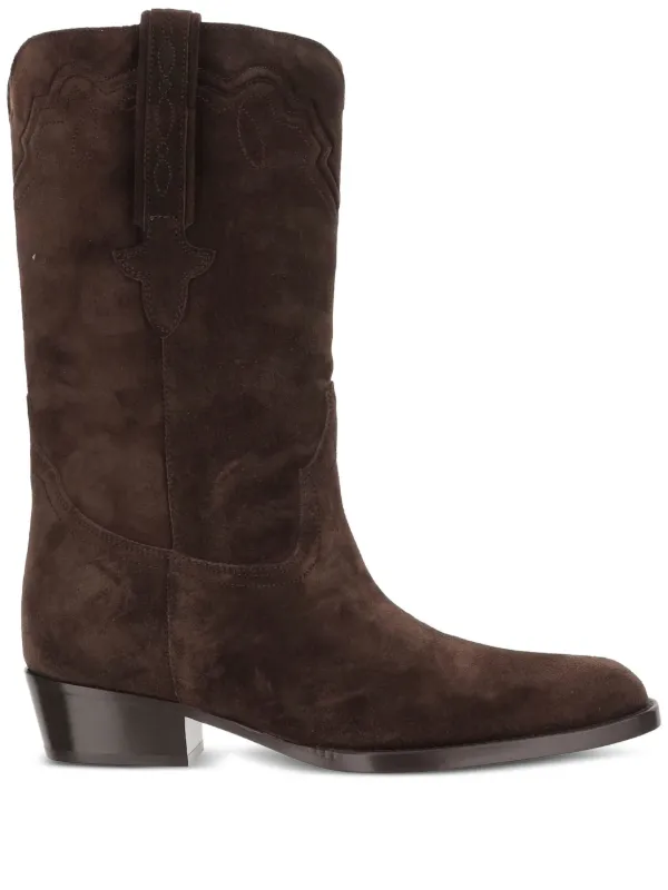 Paris Texas Suede Square-toe Boots in Brown