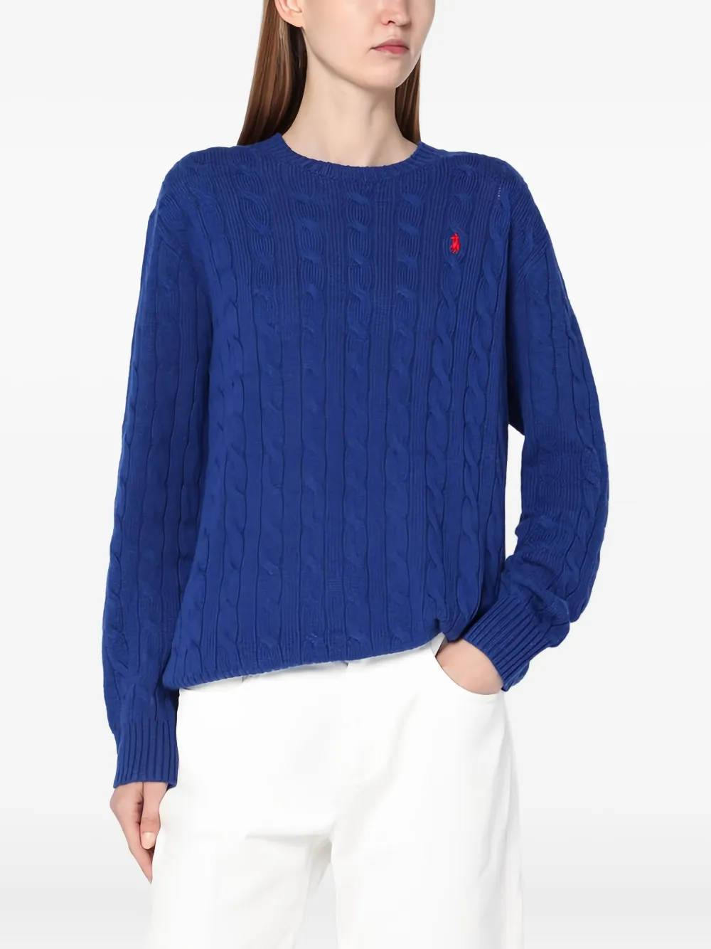 cable-knit crewneck sweater