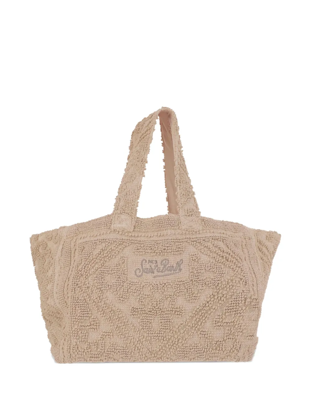 Mc2 Saint Barth Embossed Cotton Tote Bag In Neutral
