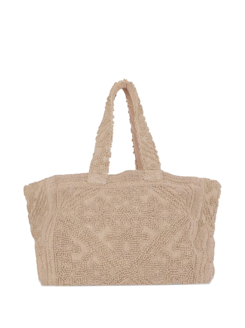 Mc2 Saint Barth Embossed Cotton Tote Bag In Neutral