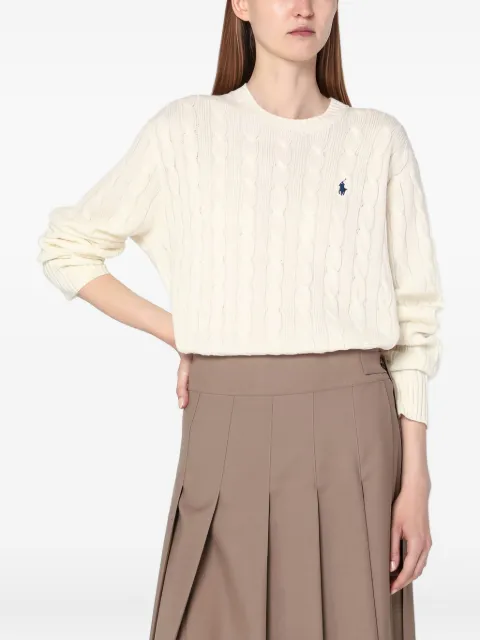 Polo Ralph Lauren سويتر بحياكة الضفيرة ورقبة مستديرة