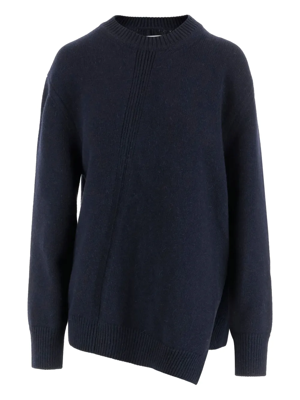 Jil Sander Asymmetrische geribbelde trui Blauw