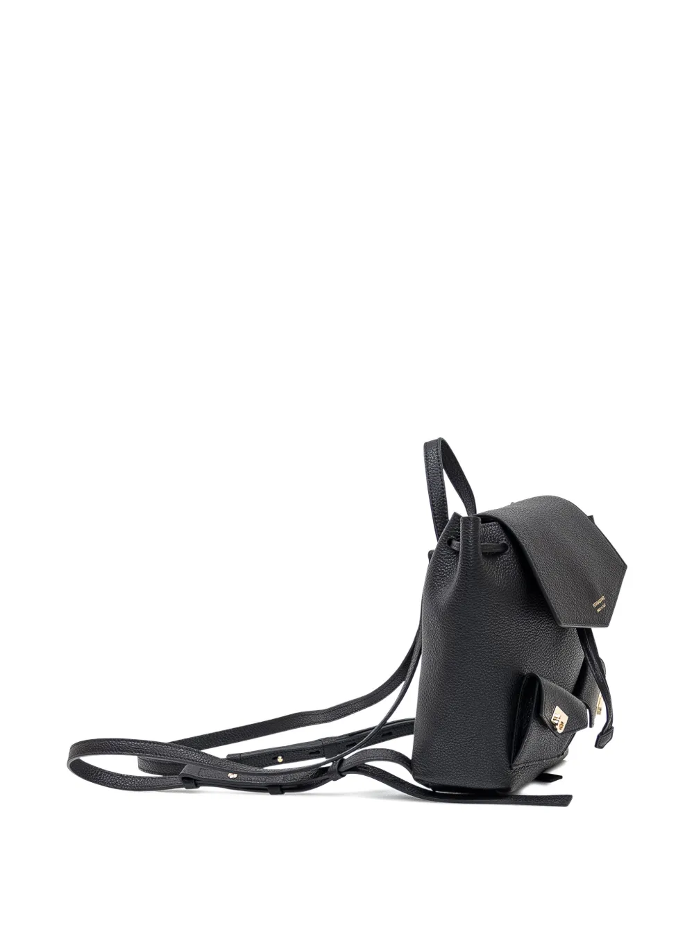 Ferragamo small flap-pockets leather backpack Zwart