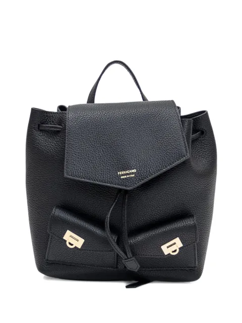 Ferragamo small flap-pockets leather backpack