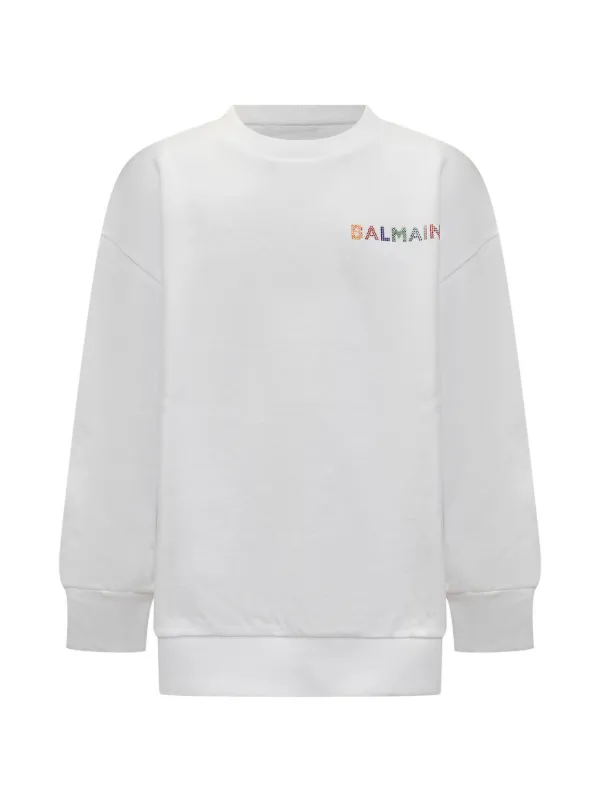 Balmain Kids ロゴ スウェットシャツ | ホワイト | FARFETCH JP