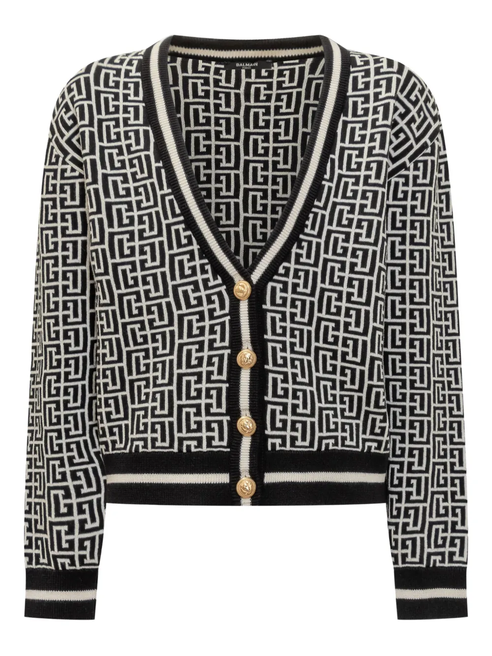 Balmain Kids Gebreid vest met monogram Wit