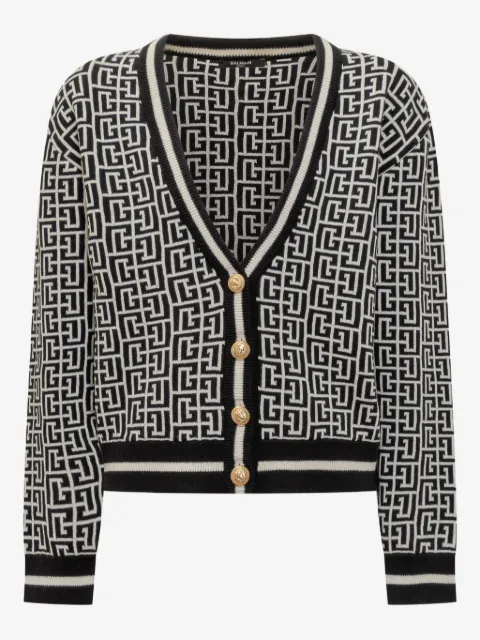 Balmain Kids monogram knit cardigan