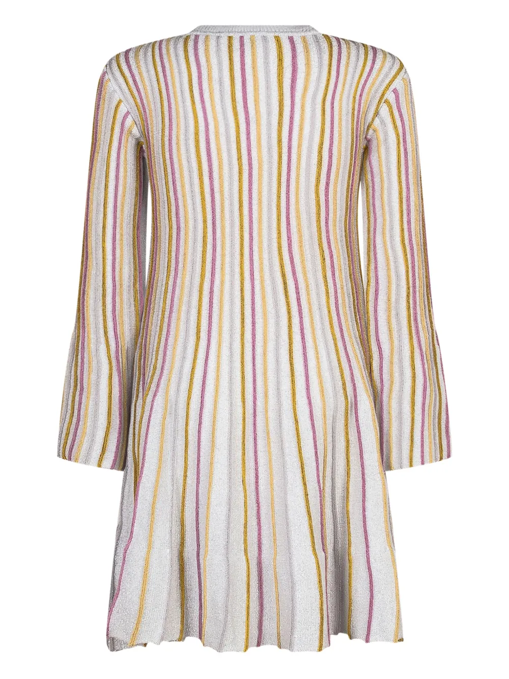 Stella McCartney Kids Gestreepte gebreide flared mini-jurk Beige