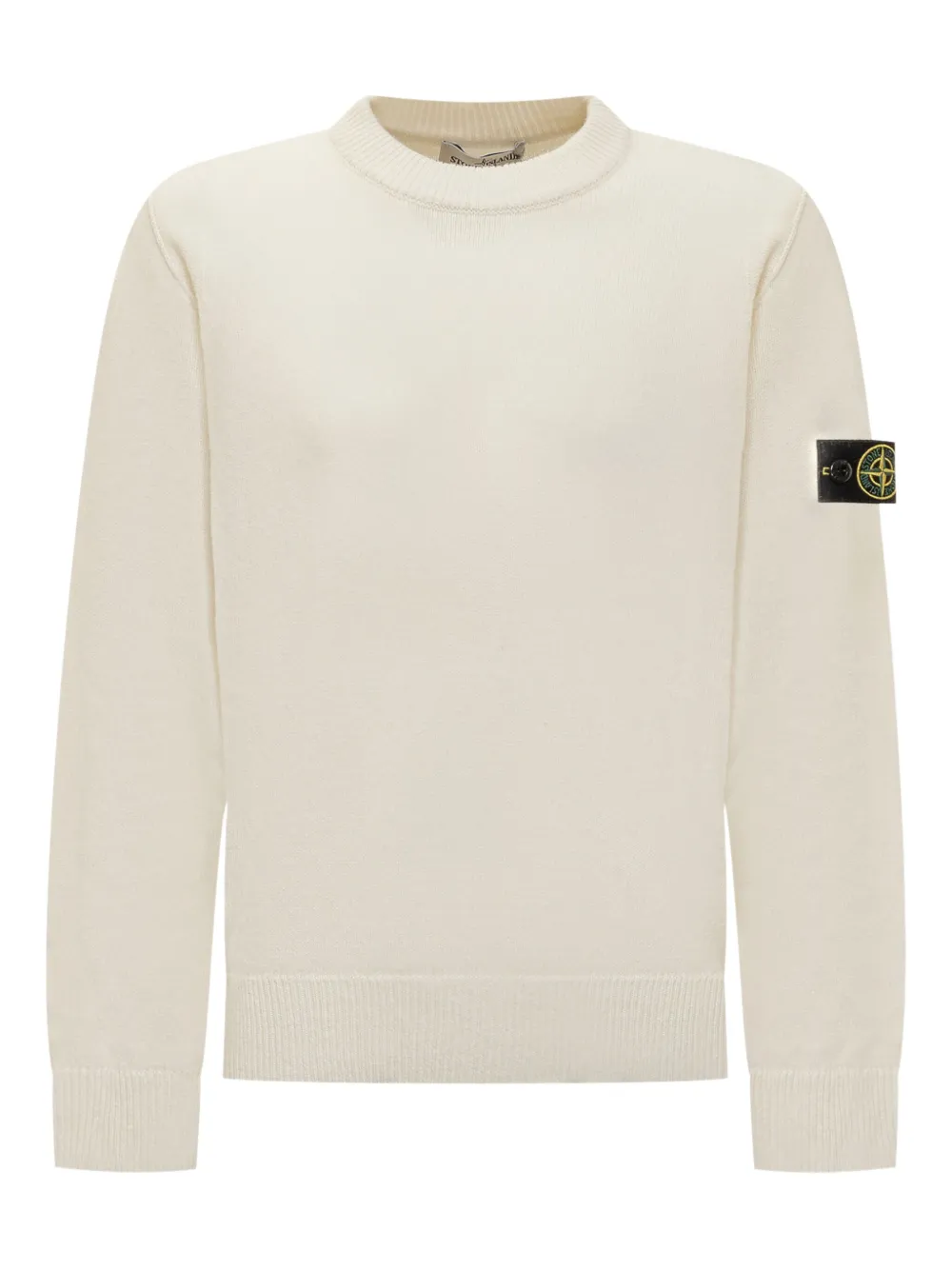 Stone Island Junior crew neck patch sweater Wit
