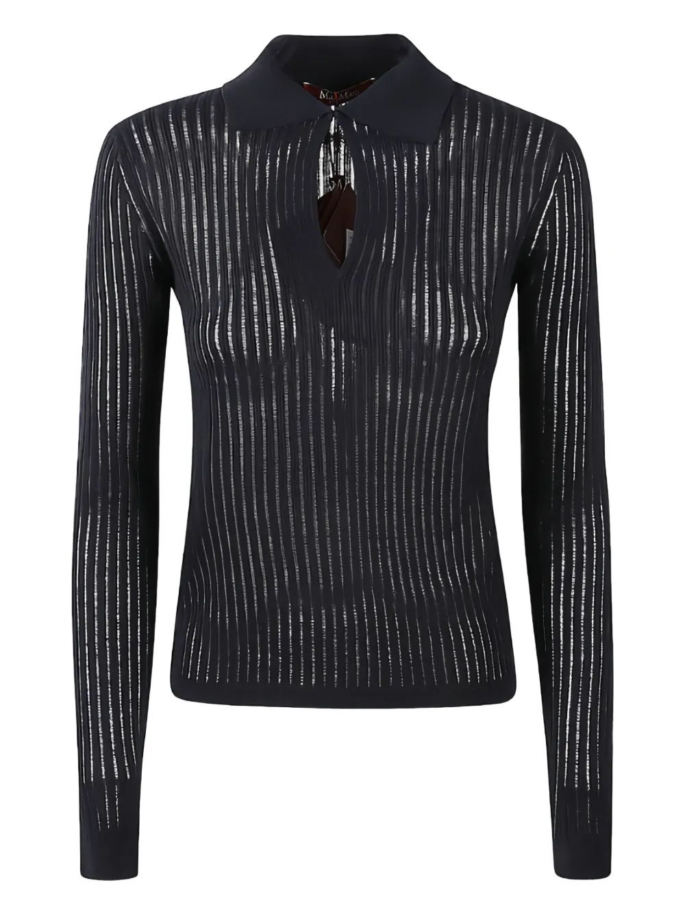 Max Mara Lapel Long Sleeve Polo Shirt In Black