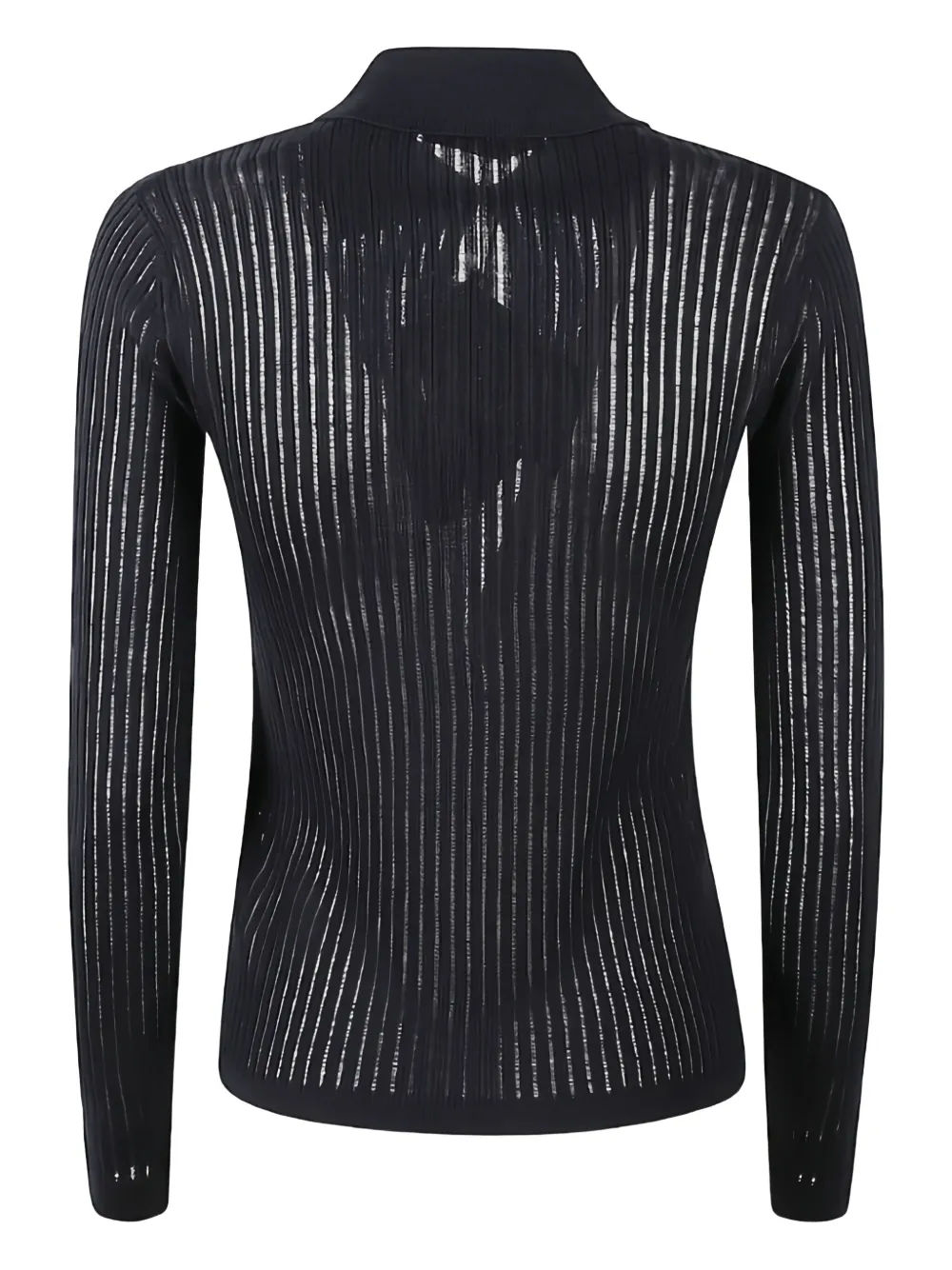 Max Mara Lapel Long Sleeve Polo Shirt In Black