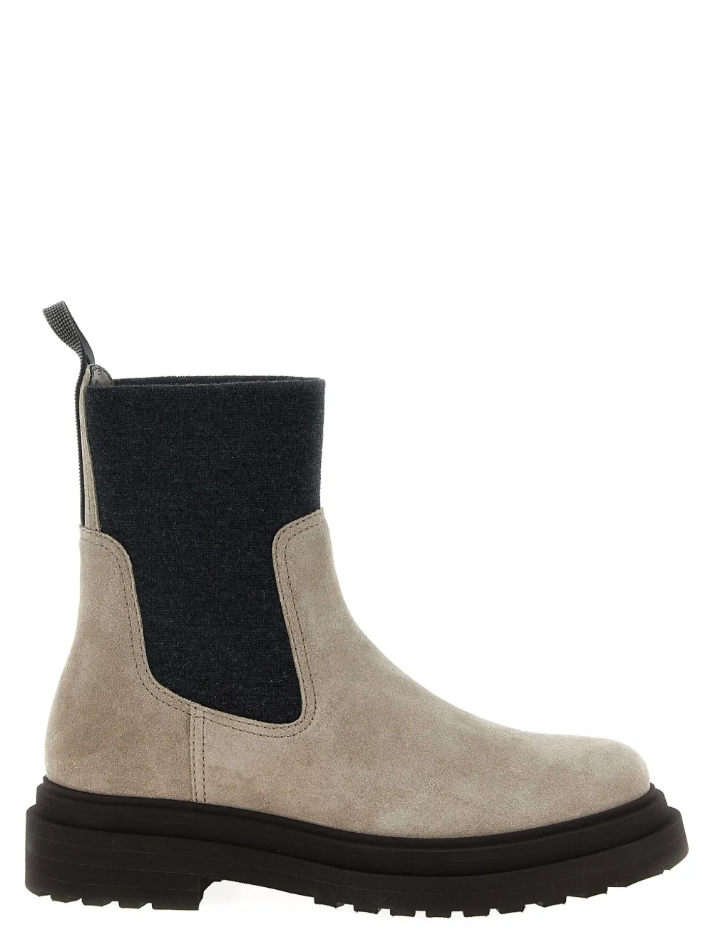 Brunello Cucinelli Knit-insert Suede Boots